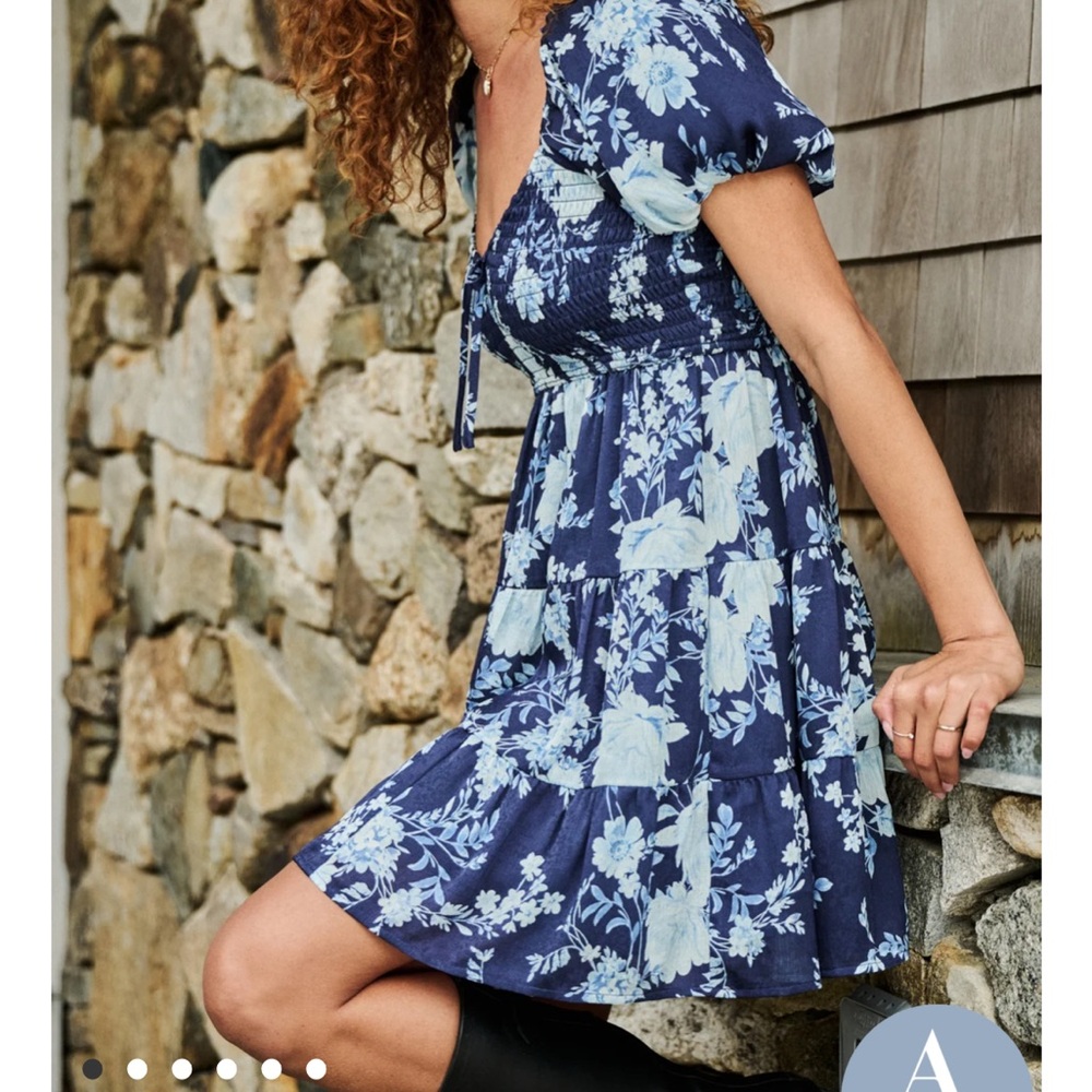 Altar'd State Navy Floral Midi Dress